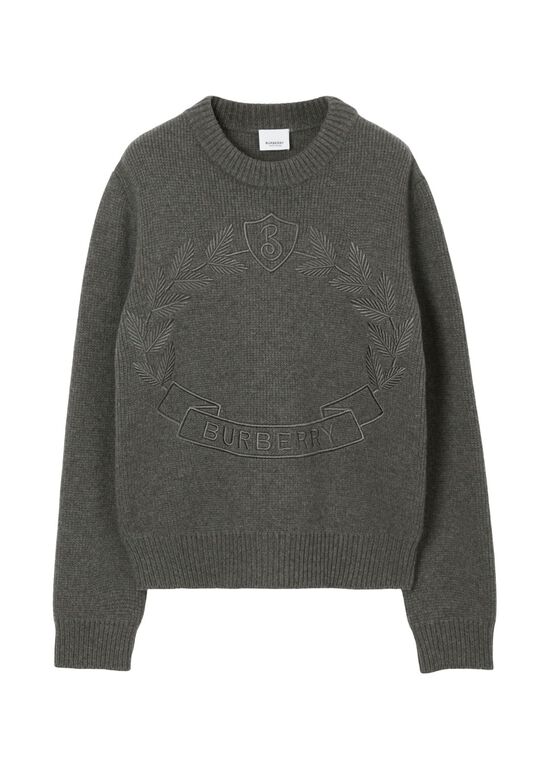 Oak Leaf Crest Wool Cashmere Sweater, , hi-res