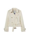 Cropped Tropical Gabardine Trench Jacket, , hi-res