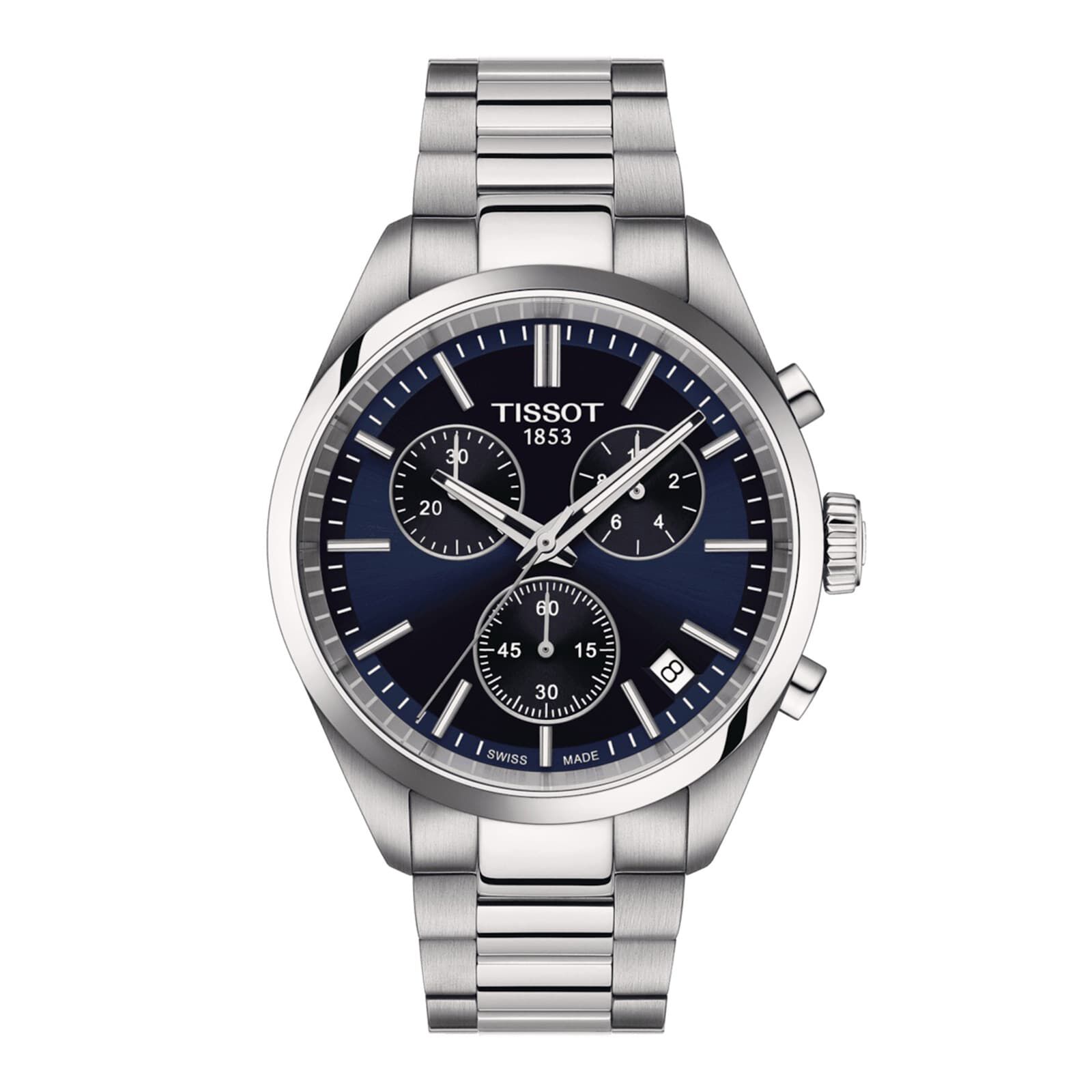 Tissot PR 100 Chronograph 40mm Mens Watch Blue Fine Watches Heathrow Reserve Collect