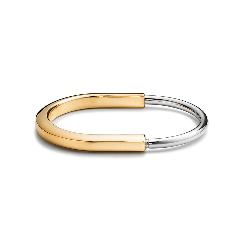 Tiffany Lock Bangle in Yellow and White Gold - Size Medium, , hi-res