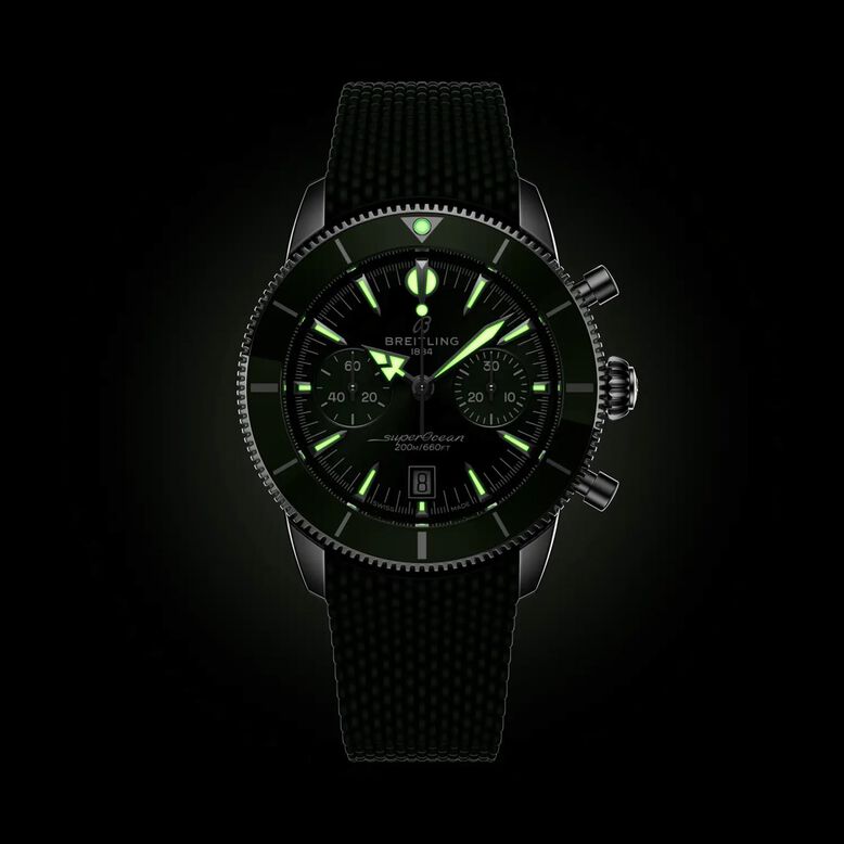 Superocean Heritage B01 Chronograph 42mm Mens Watch Green Rubber, , hi-res