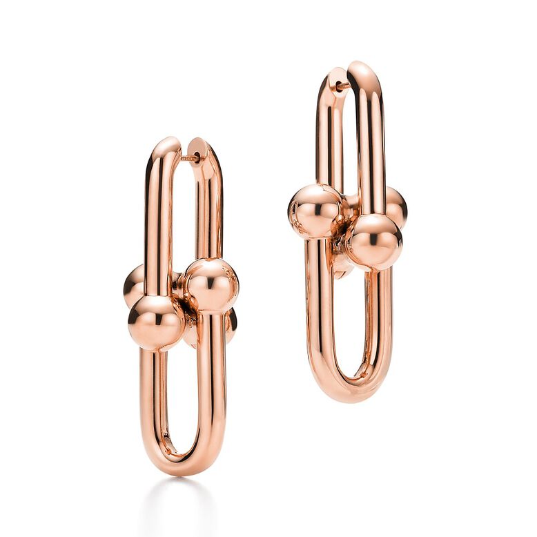 Tiffany HardWear Extra Large Link Earrings in Rose Gold, , hi-res