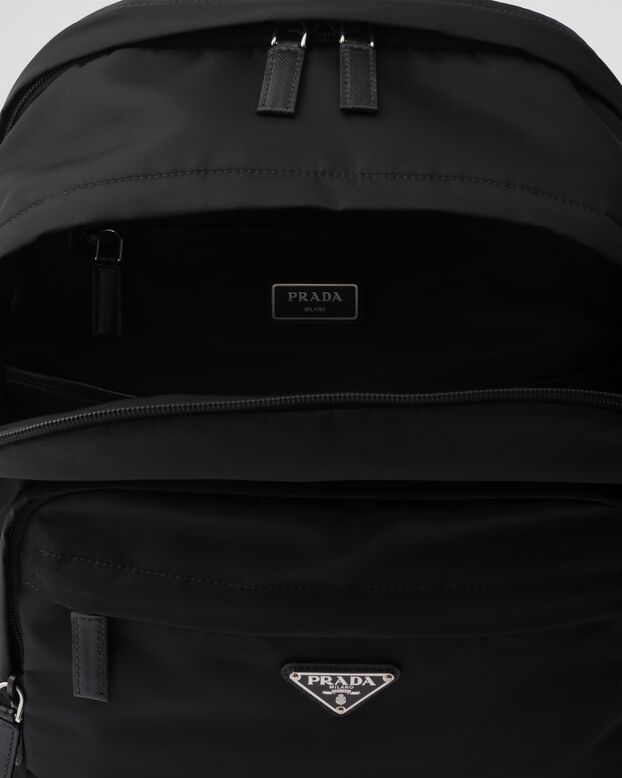 Re-Nylon and Saffiano leather backpack, , hi-res