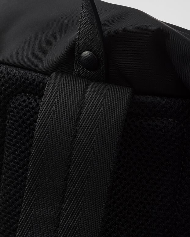 Re-Nylon and Saffiano leather backpack, , hi-res