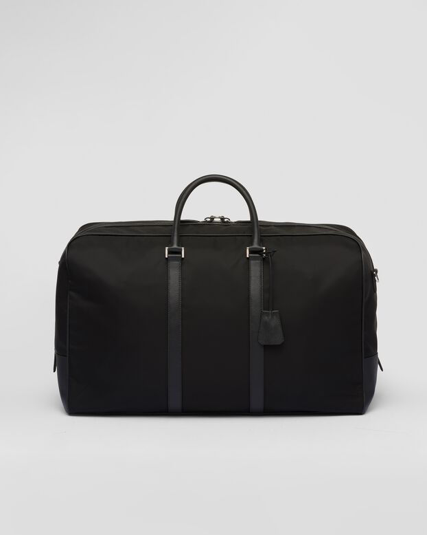 Re-Nylon and Saffiano leather duffle bag, , hi-res