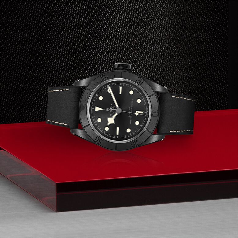 Black Bay Ceramic 41mm Ceramic Case Hybrid Leather And Rubber Strap, , hi-res