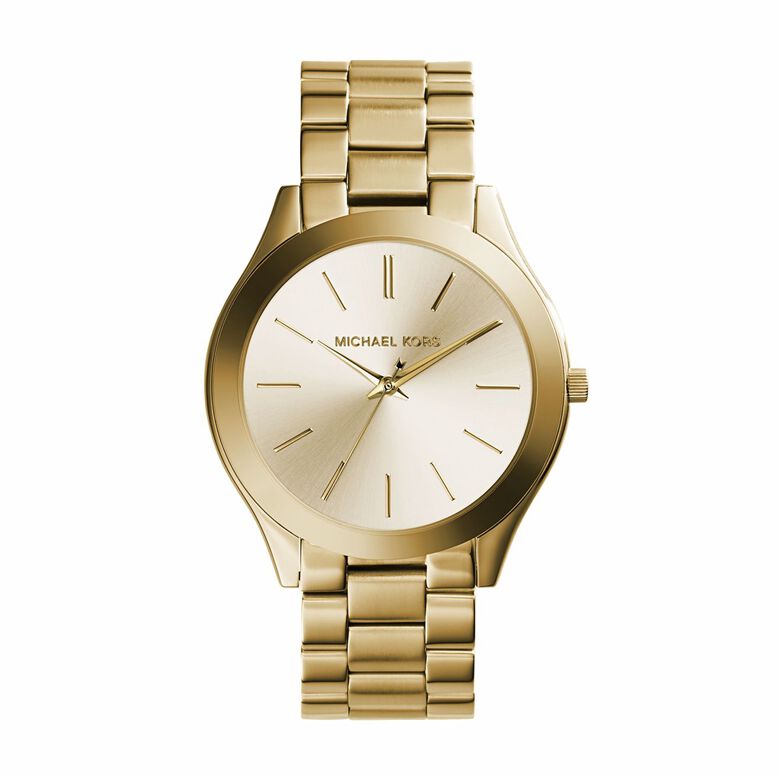 Ladies Gold Slim Runway Watch MK3179, , hi-res