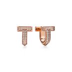 Tiffany T T1 Half Pavé Diamond Huggie Earrings in Rose Gold,  Tiffany T T1 Half Pavé Diamond Huggie Earrings in Rose Gold