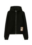 Check Label Cotton Zip Hoodie