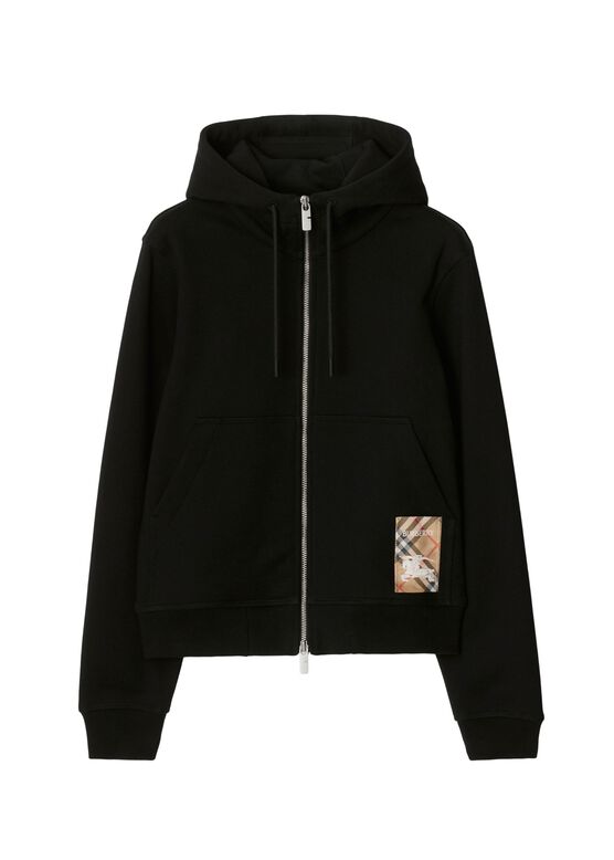 Check Label Cotton Zip Hoodie, , hi-res