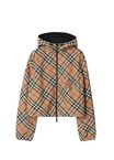 Cropped Reversible Check Hooded Jacket