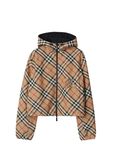 Cropped Reversible Check Hooded Jacket, , hi-res