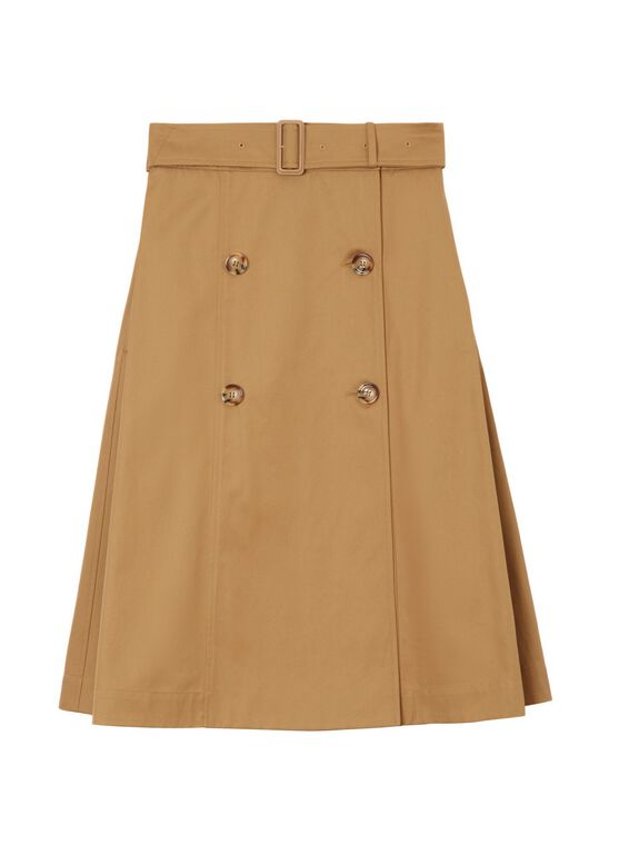 Cotton Gabardine Trench Skirt, , hi-res