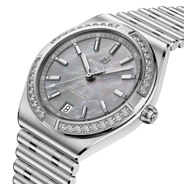 Chronomat Automatic 36mm Ladies Watch Grey Mother Of Pearl, , hi-res