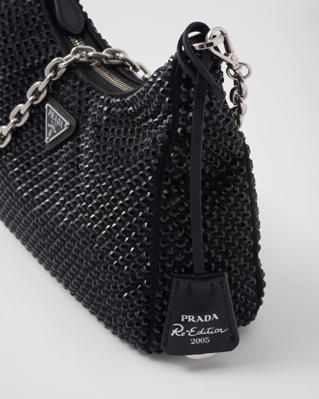 Prada Re-Edition 2005 satin bag with crystals, , hi-res