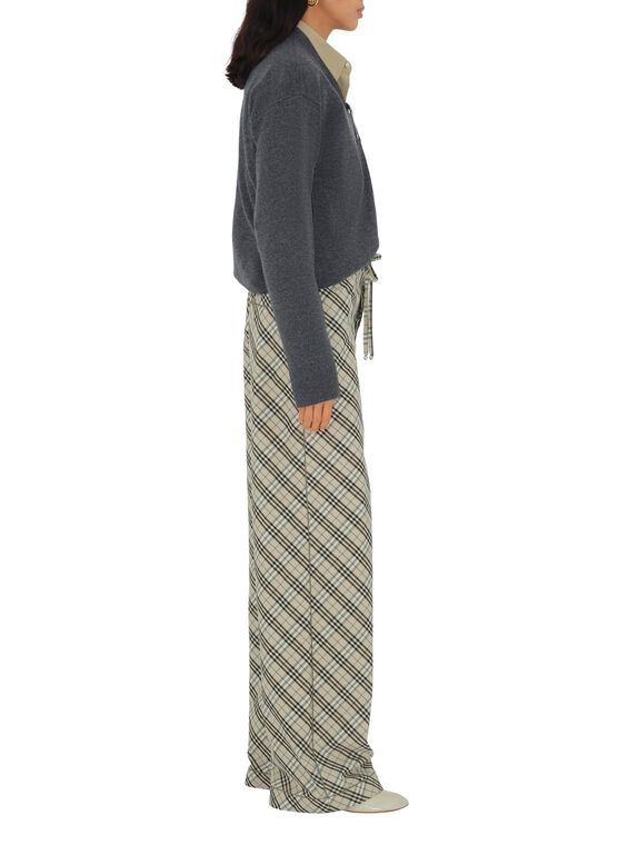 Check Cotton Pyjama Trousers, , hi-res
