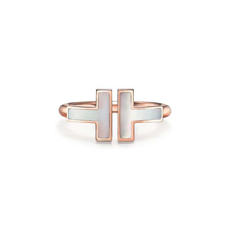 Tiffany T Wire Ring in Rose Gold with Mother-of-pearl - Size 8, , hi-res