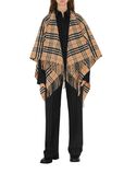 Check Wool Cashmere Cape, , hi-res