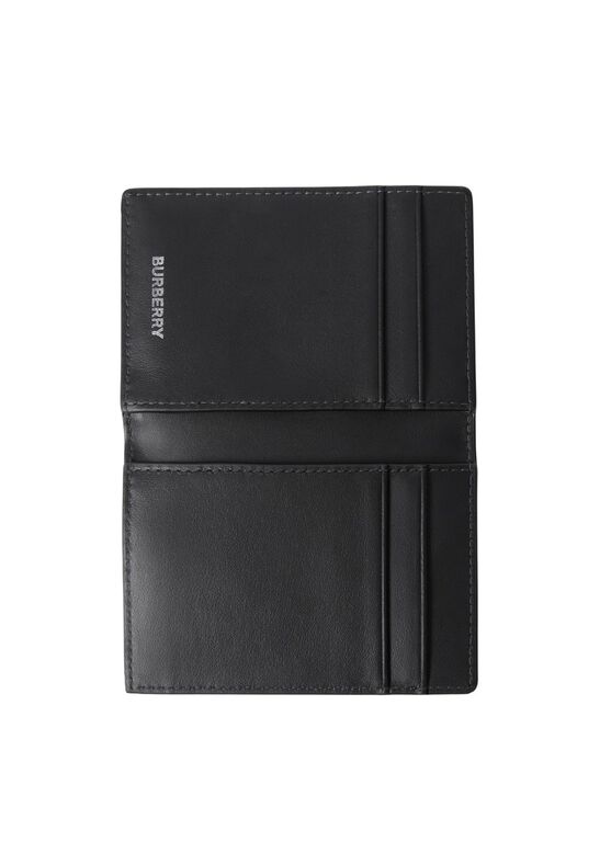 Check and Leather Folding Card Case, , hi-res
