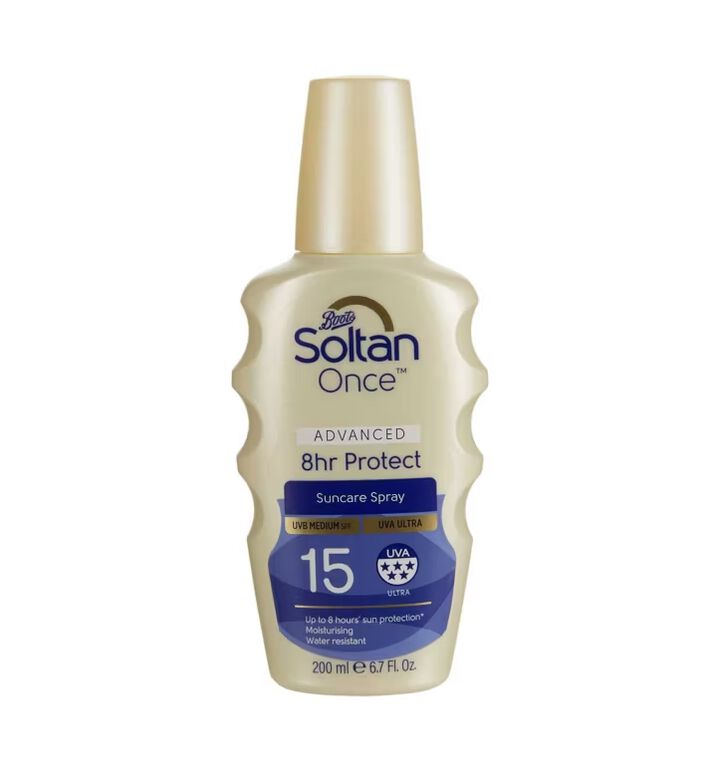 Soltan Once Advanced 8 Hour Protect Suncare Spray SPF15 200ml, , hi-res