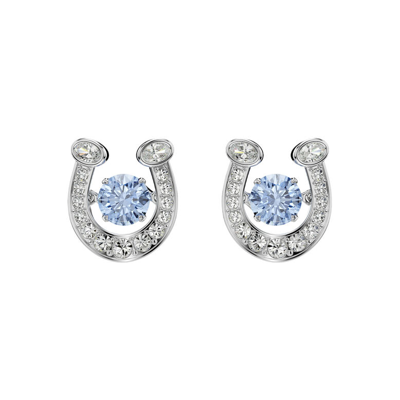 Symbolica Stud  Horse Shoe Blue Rhodium Earrings - SS Box, , hi-res