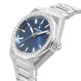 Defy Skyline 36mm Steel and Diamonds Automatic Watch - Blue, , hi-res