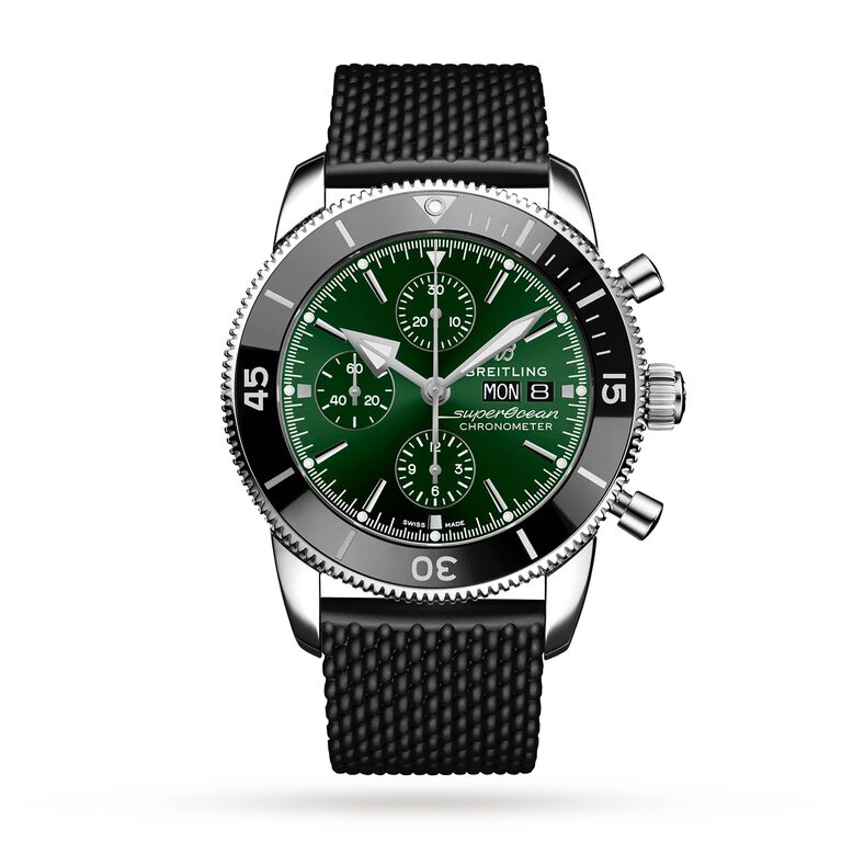 Superocean Heritage Chronograph 44 Stainless Steel Rubber Strap Watch, , hi-res