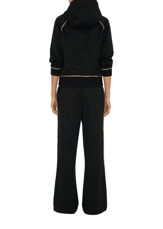 Check Trim Cotton Blend Track Pants, , hi-res