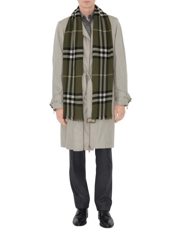 Wide Check Wool Scarf, , hi-res