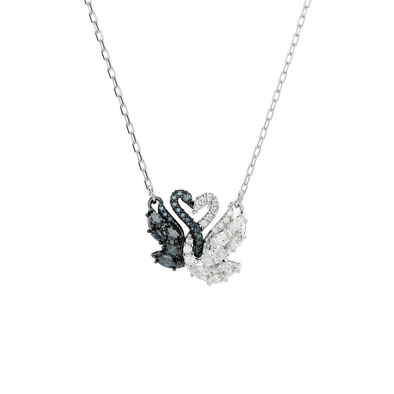 Swan White Pendant Necklace - Black, , hi-res