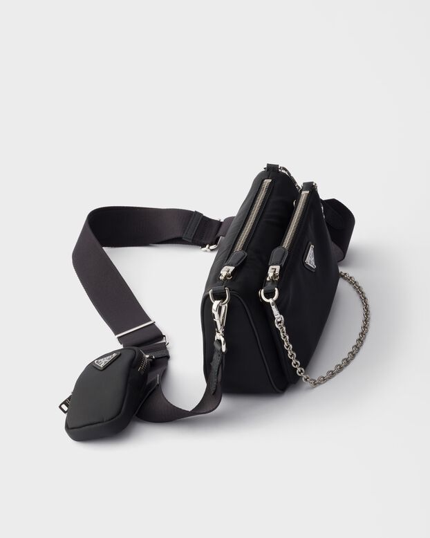 Re-Nylon and Saffiano leather mini shoulder bag, , hi-res