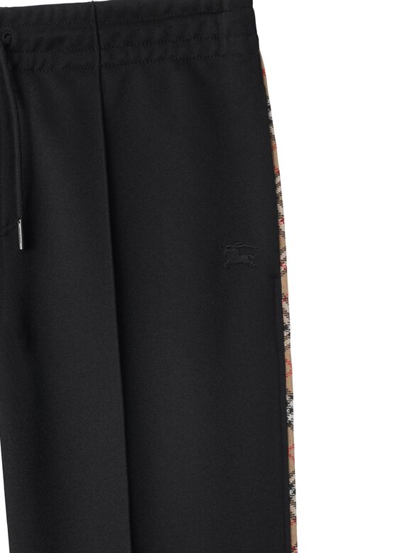 Check Trim Cotton Blend Track Pants, , hi-res