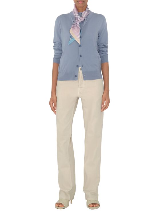 Skinny Contrast Check Silk Scarf, , hi-res