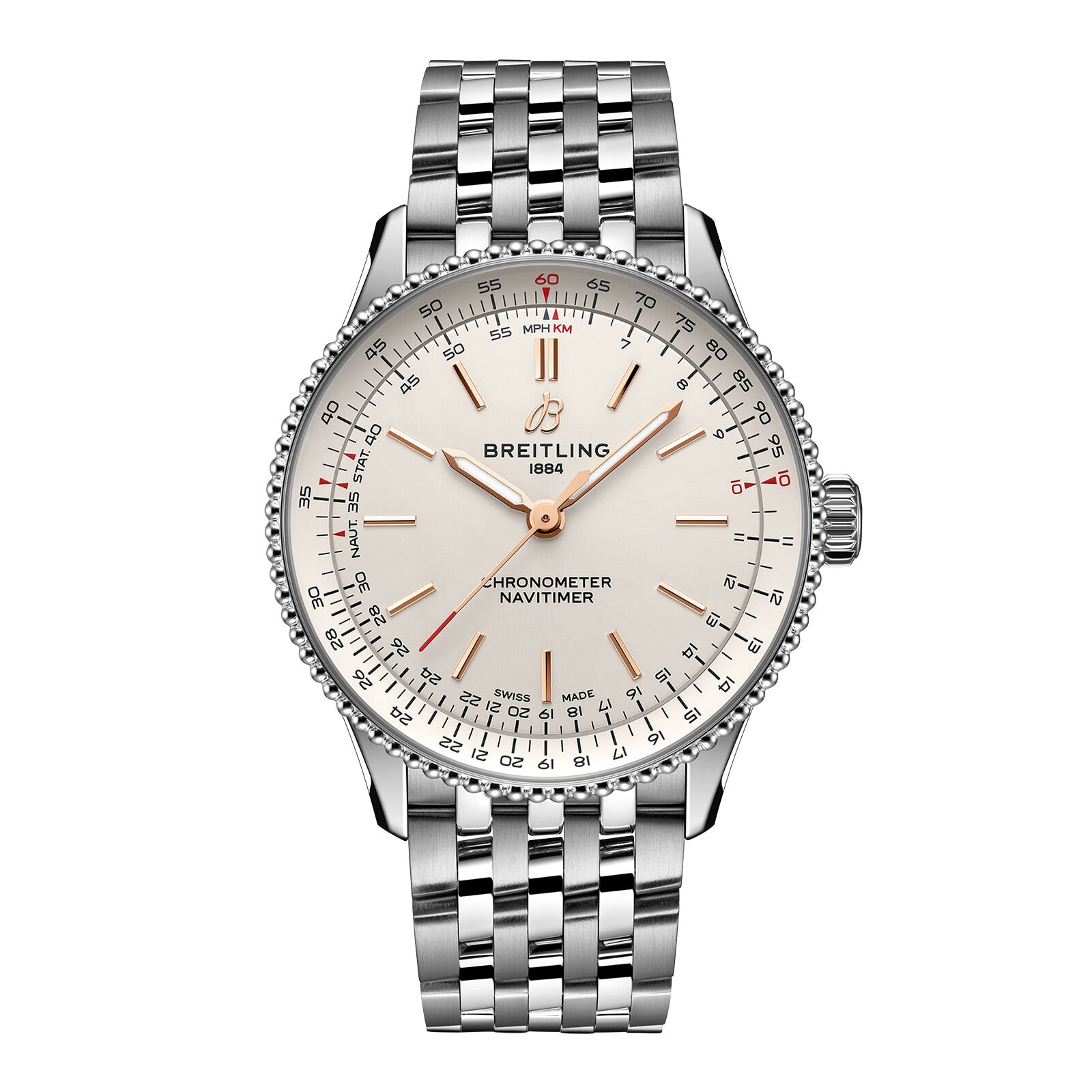 Breitling Navitimer 36mm Ladies Watch Silver Fine Watches Heathrow Reserve Collect