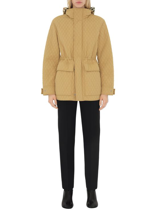 Check Hood Quilted Nylon Jacket, , hi-res