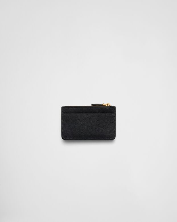 Saffiano and smooth leather card holder, , hi-res