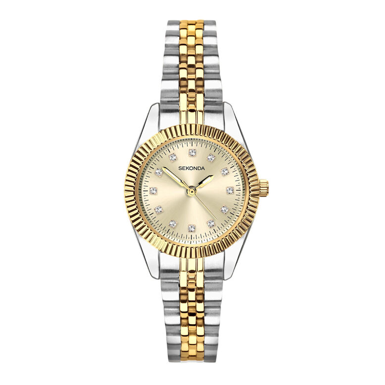 Two Tone Steel Bracelet Watch, , hi-res