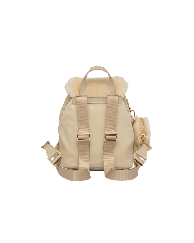 Re-Nylon and shearling backpack, , hi-res