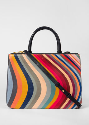 Women's Swirl Print Double Zip Tote Bag
