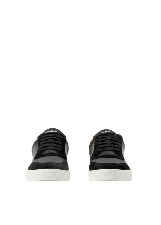 Leather, Suede and Check Sneakers, , hi-res
