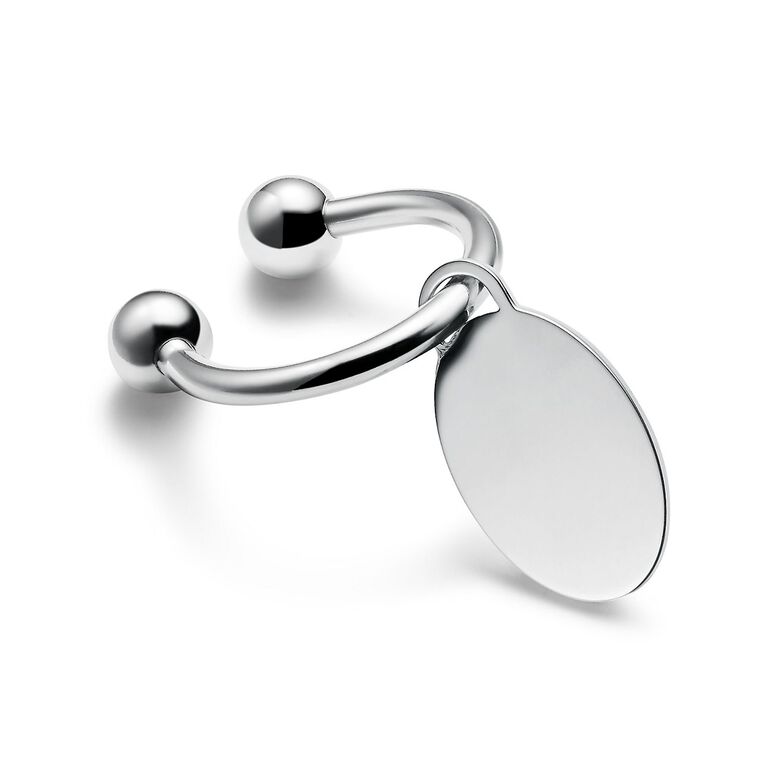Personal Essentials Oval Tag Screwball Keyring in Sterling Silver, , hi-res