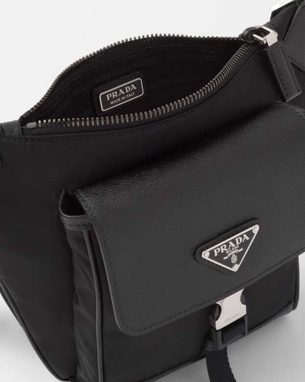 Re-Nylon and Saffiano leather shoulder bag, , hi-res
