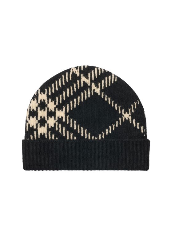 Check Cashmere Blend Beanie, , hi-res