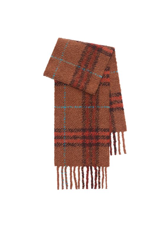 Check Alpaca Wool Blend Boucl&eacute; Scarf, , hi-res