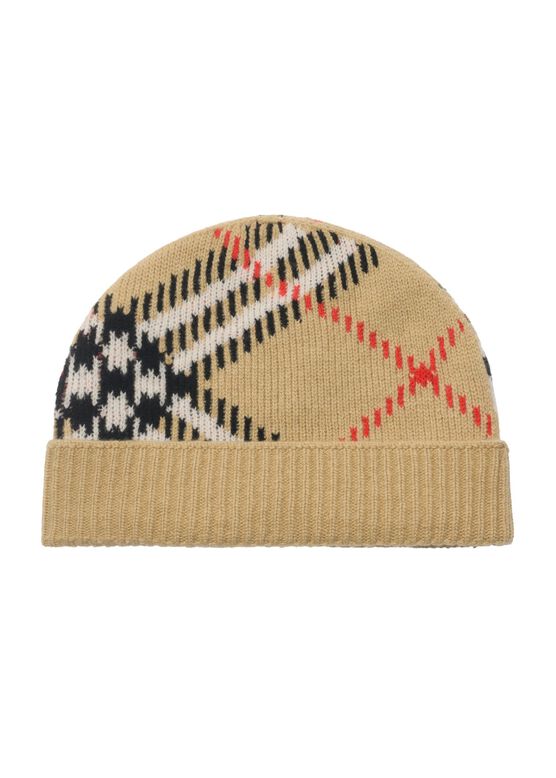 Check Cashmere Blend Beanie, , hi-res