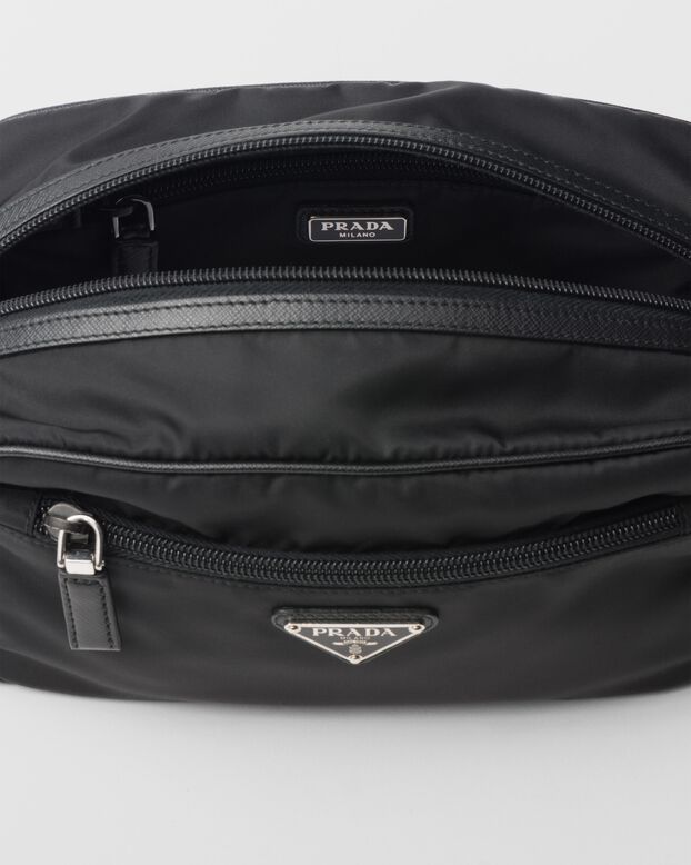 Re-Nylon and Saffiano leather travel pouch, , hi-res