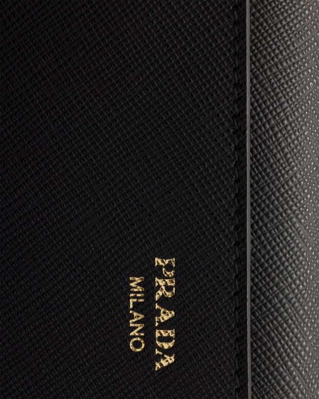 Saffiano leather wallet with shoulder strap, , hi-res