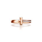 Tiffany T T1 Ring in Rose Gold with Diamonds, 2.5 mm - Size 6 1/2, , hi-res