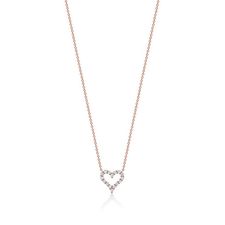 Diamond heart pendant in 18k rose gold, mini. - Size Mini, , hi-res
