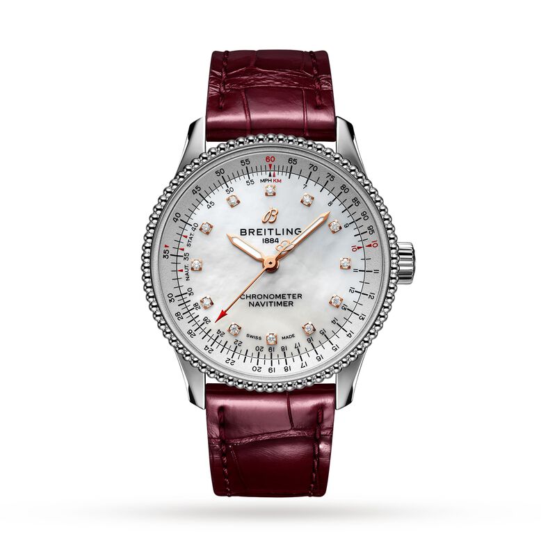 Navitimer Automatic 35 Leather Strap Watch, , hi-res